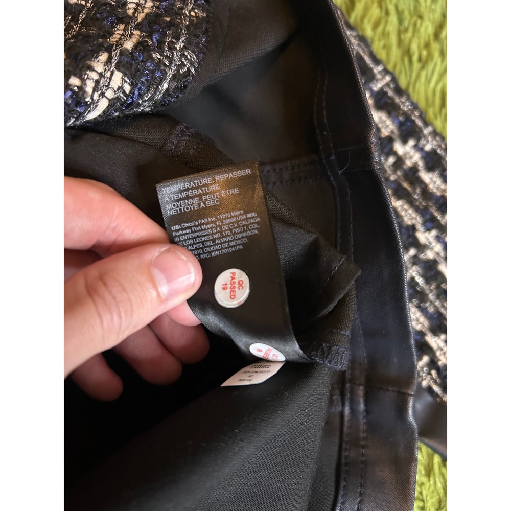 White House Black Market Jacket Women Size 6 Navy Mixed Tweed Moto Double Breast - Picture 4 of 12